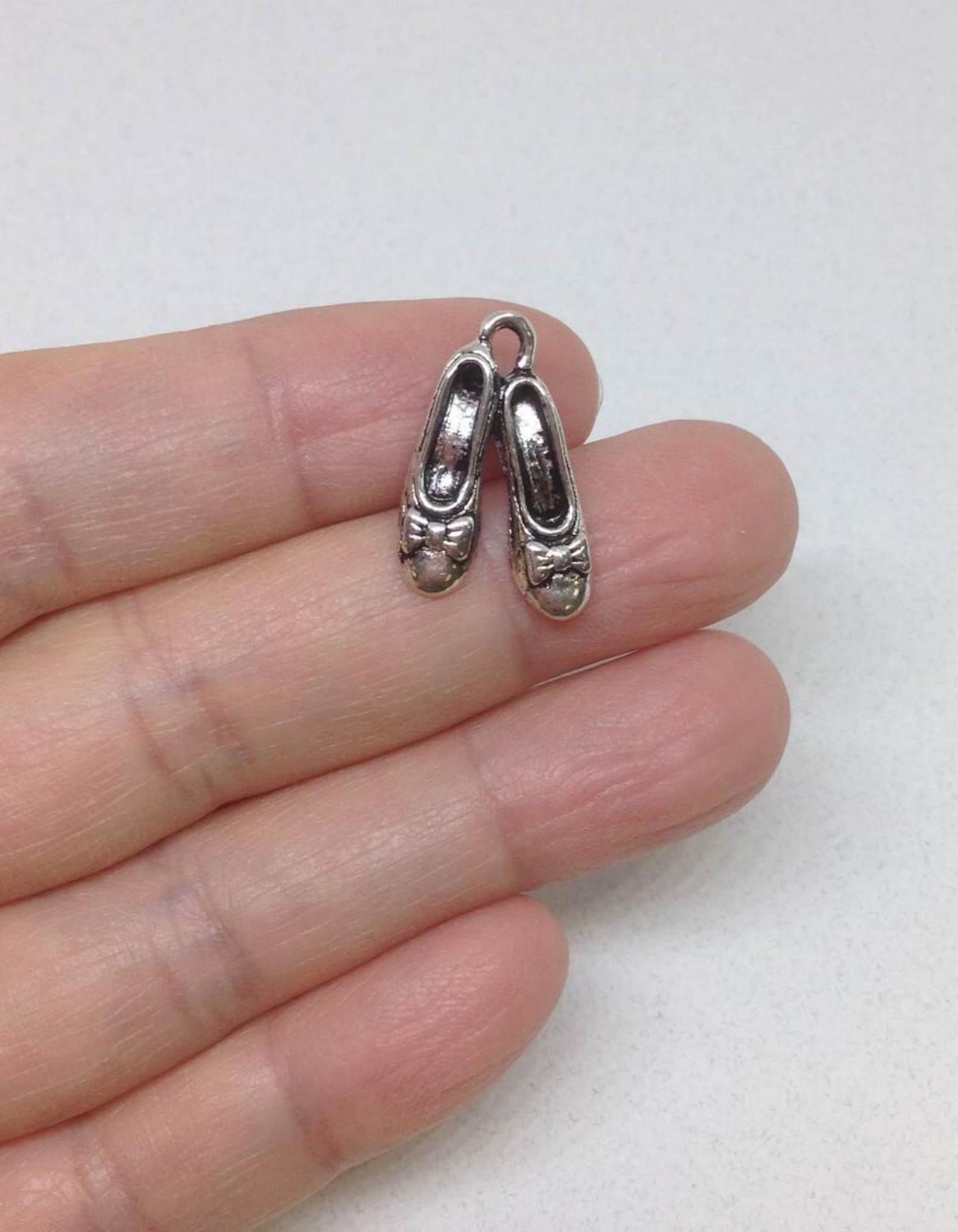10pcs red | silver magic shoes charm, pair of shoes jewelry, ballerina charm, ballet charm, dancing charm, dancer charm, ballet