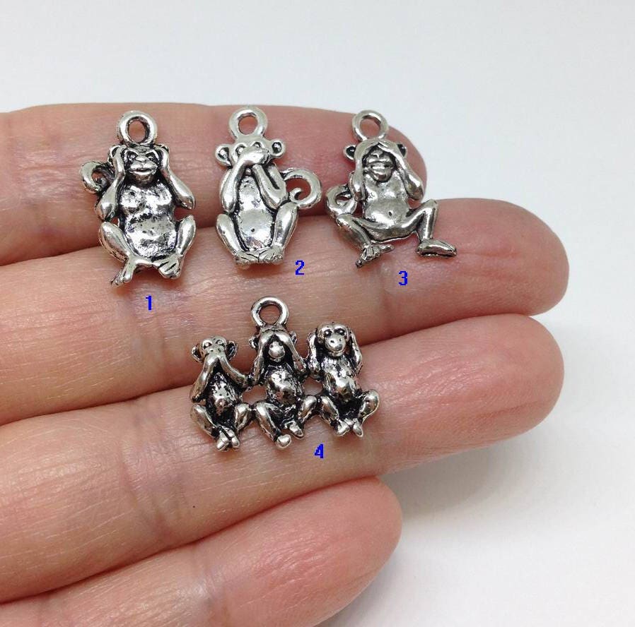 10pcs Monkey charm Animal Charm Chinese Proverb Charm Hear Etsy(09)