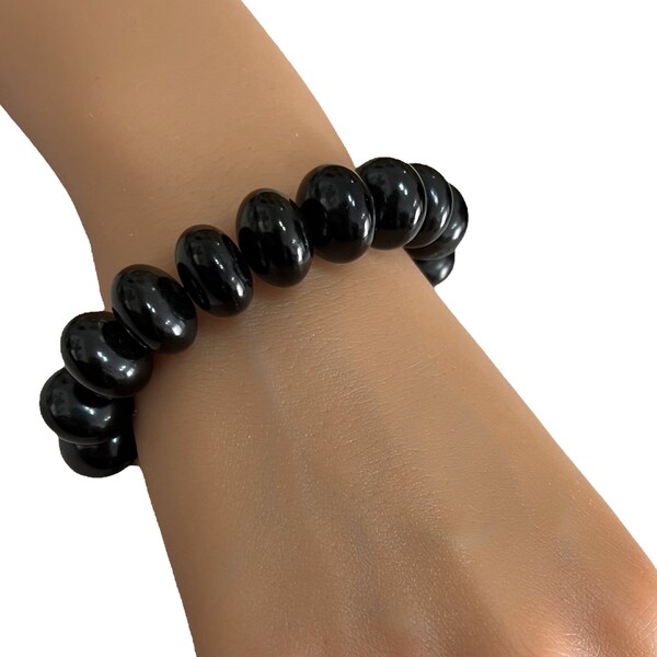 Bracelet Gros Azabache Naturel Pure JET. Nouveau!.