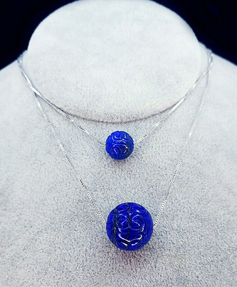 Sterling Silver Egyptian Carving Lapislazuli Necklace New!