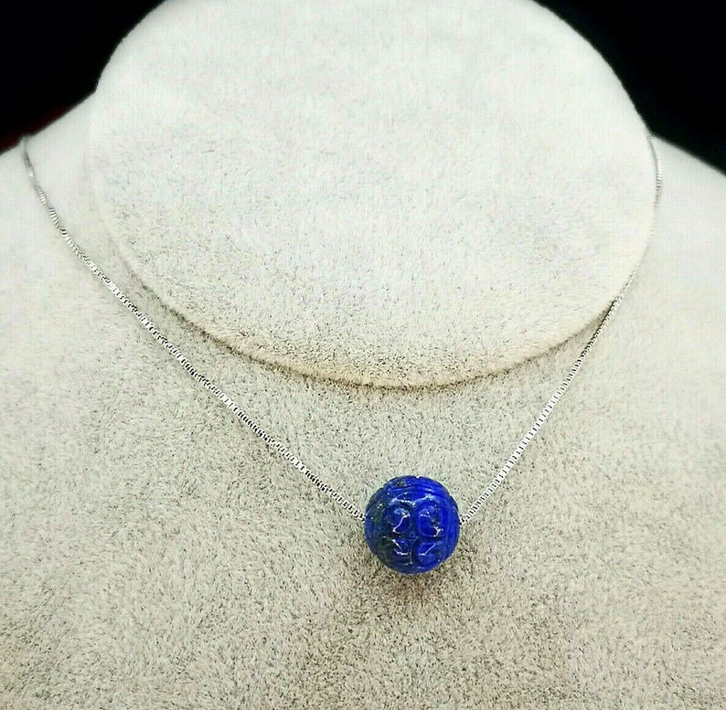 Sterling Silver Egyptian Carving Lapislazuli Necklace New!