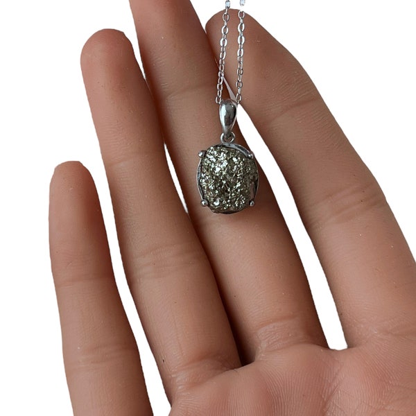 Incroyable collier en argent sterling 925 avec pyrite Nouveau !