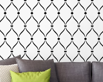 Ribbon Stencil - Fun & Easy DIY Wallpaper Alternative - Large Wall Stencils for Painting