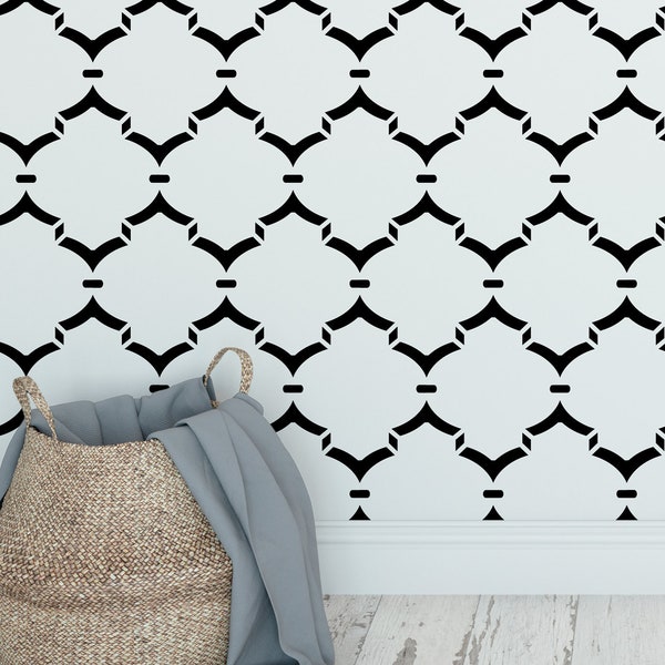 Moroccan Outline Pattern Stencil for Walls – Reusable Design Stencils for Home Decor, 34" x 21.5"