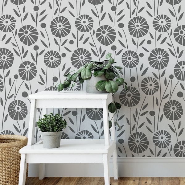 Posies Garden Pattern Wall Stencil for Painting Walls, Floral Stencils for Home and Bathroom Decor