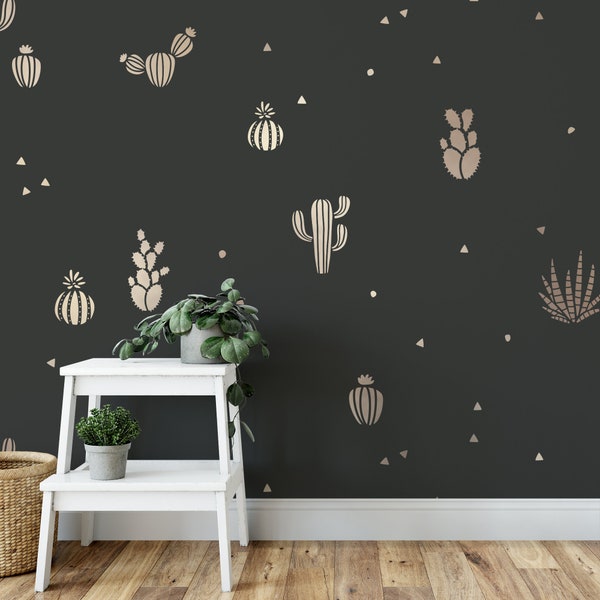 Cactus Pattern Wall Stencil - Cactus Stencil, Pattern Stencil, Wall Stencil, Giant Wall Stencil, Accent Wall Design, Simple Wall Stencils