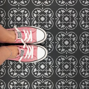 Ursula Tile Stencil - Mediterranean Stencils, Painted Floor Stencils, Pattern Tile Stencil, Tile Stencils, Floor Tile Paint Stencils