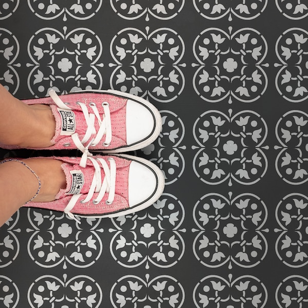 Ursula Tile Stencil for Floors Walls Furniture DIY Home Decor Painting Linoleum Subway Pattern