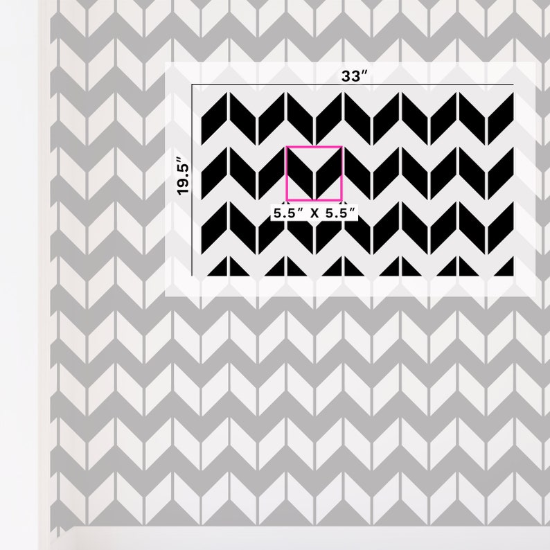 Chevron Horizontal Stencil Wall Stencils for Home Decor of a Etsy