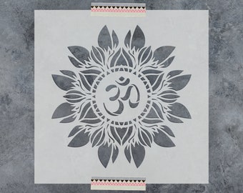 Om Flower Mandala Stencil - Flower Stencil, Mandala Stencil, Om Stencil, Design Stencil, Home Decor, Decor Stencil, Yoga Stencil