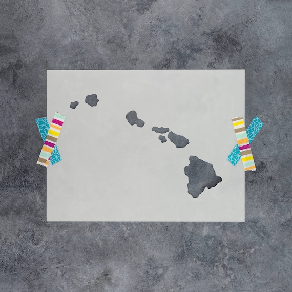 Hawaii State Stencil Template for Painting, Island Ocean Surfer Designs, Hawaiian Style Stencils
