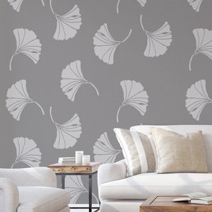 Ginkgo Pattern Wall Stencil - Ginkgo Stencil, Pattern Stencil, Wall Stencil, Stencil Wallpaper, Simple Wall Stencils, Wallpaper Stencil