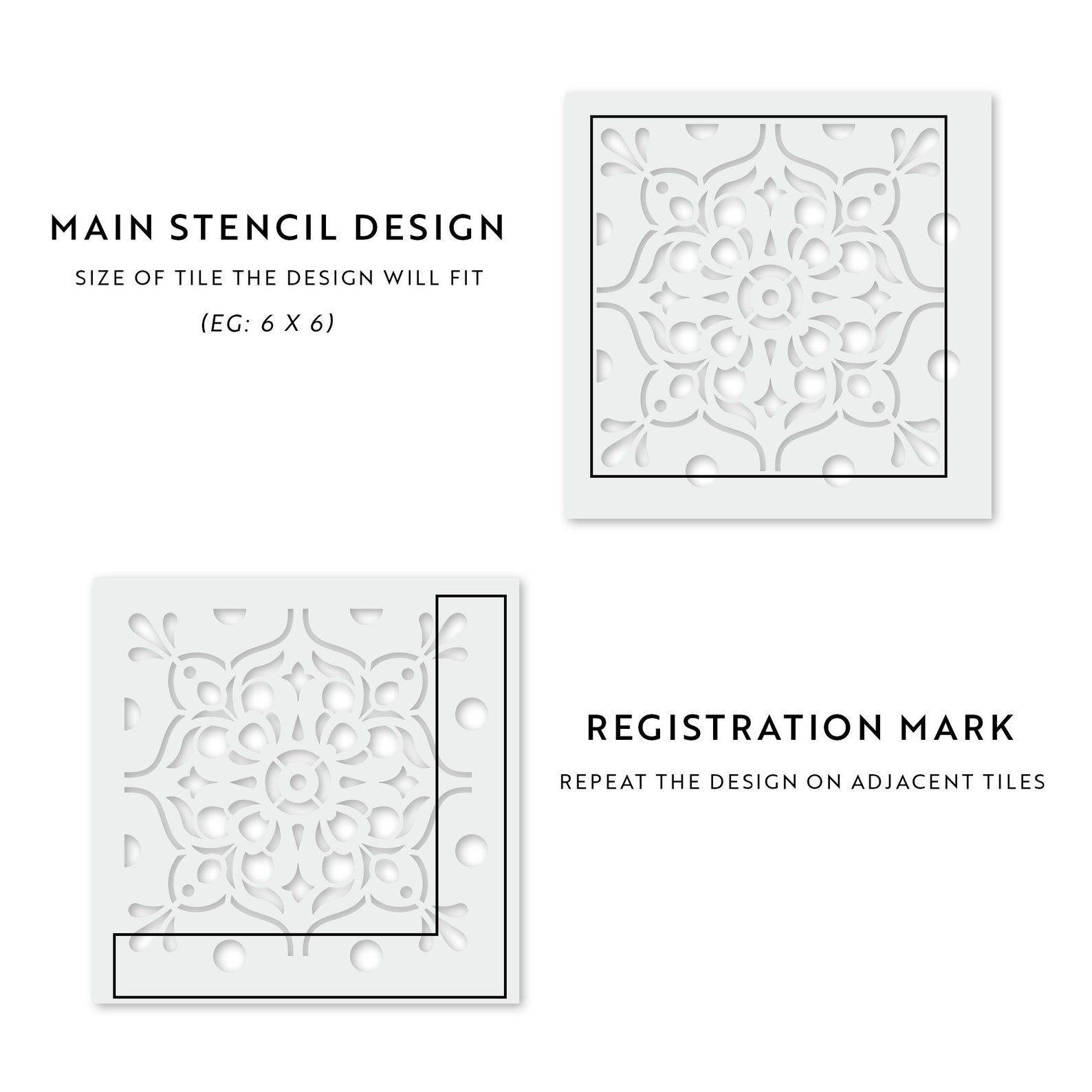 Amelia Tile Stencil Tile Stencils Floor Stencils 6X6 Tile Etsy