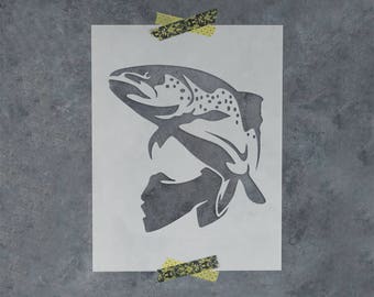 Trout Fish Stencil - Reusable DIY Craft Stencil of Fish (Trout)