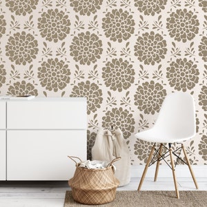 All-Over Dahlia Pattern Wall Stencil - Dahlia Stencil, Pattern Stencil, Wall Stencils, Stencils For Walls, Floral Stencil, Accent Wall