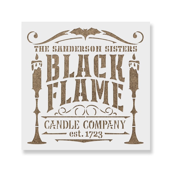 Black Flame Candle Sign Stencil - Reusable Stencils for Painting - Create DIY Black Flame Candle Sign Crafts and Projects