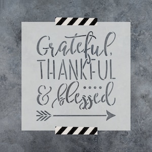 Grateful Thankful Blessed Stencil - Grateful Stencil, Blessed Stencil, Love Stencil, Heart Stencil, Arrow Stencil, Farmhouse Stencils