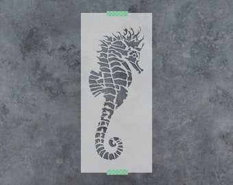 Fancy Seahorse Stencil - Large Seahorse Stencil, DIY Seahorse Stencils, Seahorse, Sea Stencil, Ocean Stencil, Sea Life Stencil