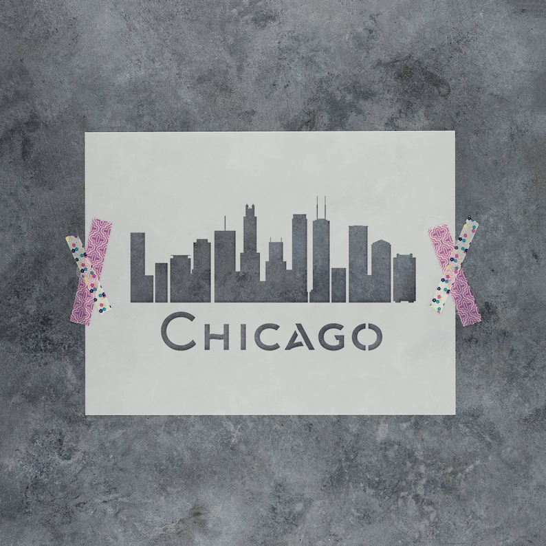 Chicago Skyline Stencil Reusable DIY Craft Stencils of the Chicago Skyline