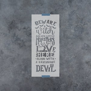 Beware A Witch Stencil - Reusable DIY Halloween Stencils of Beware A ...