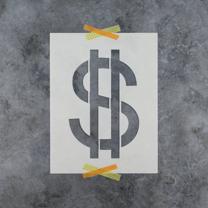 Reusable DIY Craft Stencils of a Dollar Sign Dollar Sign Stencil