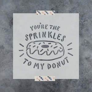 Op de afbeelding: Een sjabloon met de tekst "You're the sprinkles to my donut" en een illustratie van een donut met sprinkels.