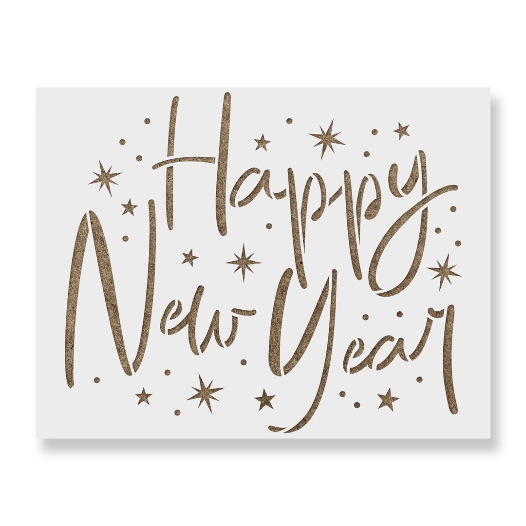 Happy New Year Stars Stencil Reusable Stencils for Painting Holiday