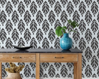 Broadleaf Pattern Wall Stencil for Painting, Wallpaper Stencils for Bathroom, Kitchen, Accent Décor