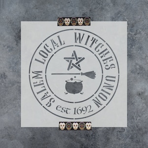 Salem Local Witches Union Stencil - Halloween Stencil, Witchcraft Stencil, Wicca Stencil, Magick Stencil, Pagan Stencil, Occult Stencil