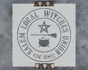 Salem Local Witches Union Stencil - Halloween Stencil, Witchcraft Stencil, Wicca Stencil, Magick Stencil, Pagan Stencil, Occult Stencil