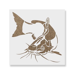 Catfish Stencil - Reusable Catfish Stencils, Large Catfish Stencil, Fish Stencils For Sale, Animal Stencils Templates