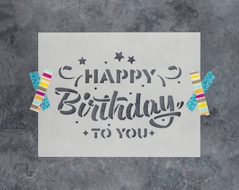 Happy Birthday Stencil – Reusable Stencil for Birthday Craft Projects