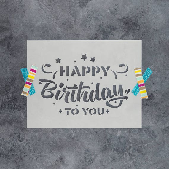 Happy Birthday Stencil, Reusable Mylar Craft Stencil for Painting, 880 