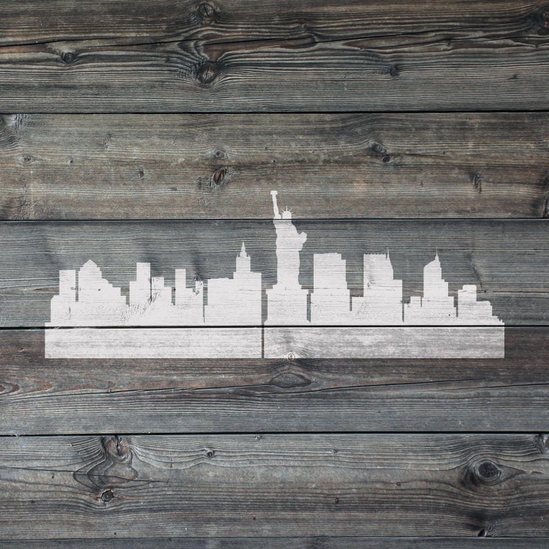NYC Skyline Stencil for Painting | New York City Buildings and Skyline Stencils Decor image 2