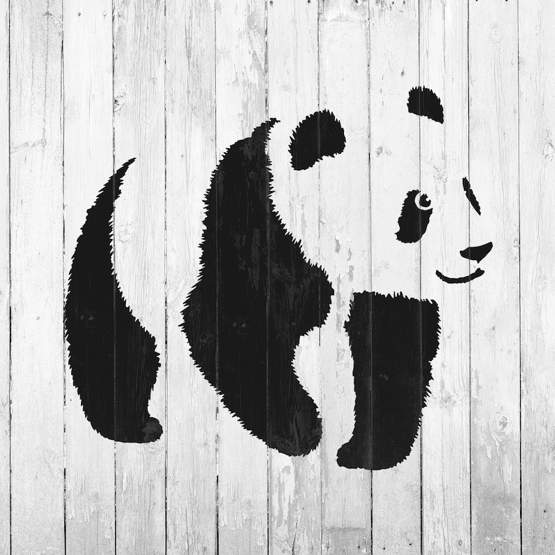 panda-stencil-reusable-panda-stencil-template-panda-etsy