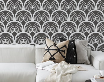 Geometric Sun Burst Pattern Wall Stencil for Painting Bedroom Living Room Walls