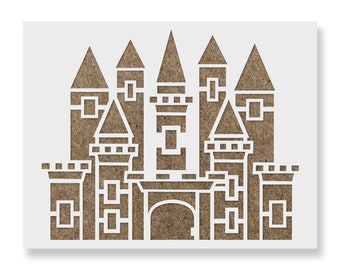 Geometric Castle Stencil for Wall Art, Reusable Painting Stencils for DIY Home Decor