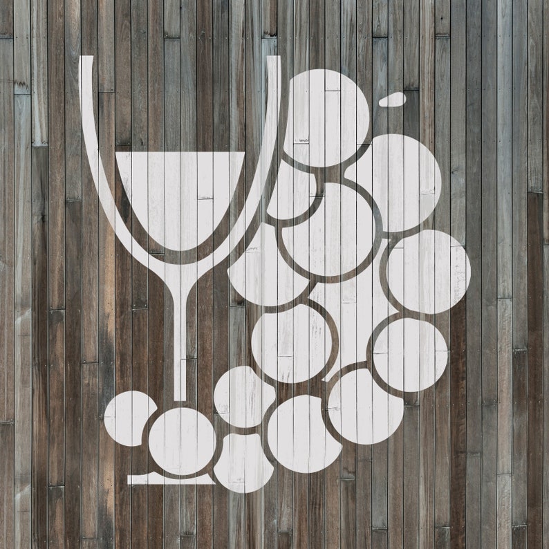 Wine Glass Grapes Stencil Reusable DIY Craft Stencil of Wine Etsy