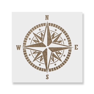 Compass Stencil Reusable Compass Stencils, Large Compass Stencil, Compass Rose Stencils, Nautical Themed Stencils, Shiplap Stencil, Ocean afbeelding 3