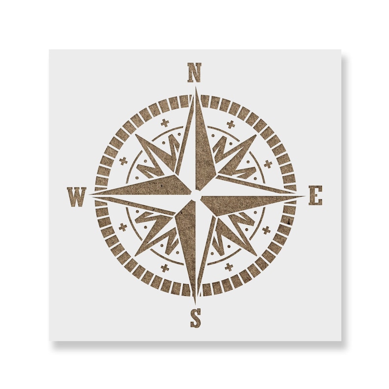 Compass Stencil Reusable Compass Stencils, Large Compass Stencil, Compass Rose Stencils, Nautical Themed Stencils, Shiplap Stencil, Ocean afbeelding 3