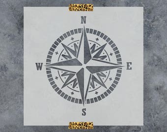 Compass Stencil - Reusable Compass Stencils, Large Compass Stencil, Compass Rose Stencils, Nautical Themed Stencils, Shiplap Stencil, Ocean