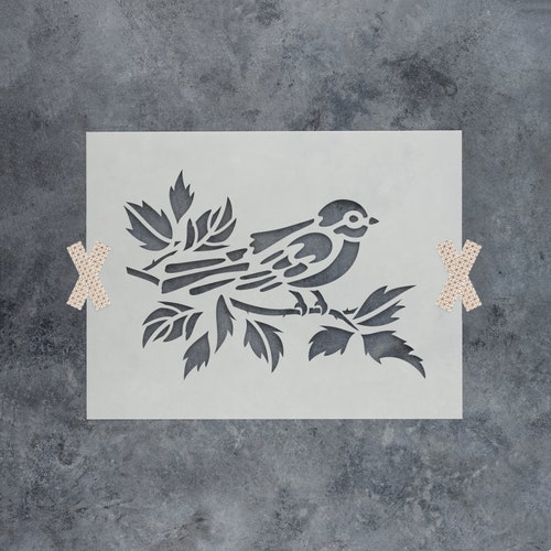 bird on branch stencil reusable diy craft stencils of a bird etsy
