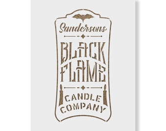 Black Flame Candle Label Stencil Template for Halloween Painting, Crafts, and DIY Projects