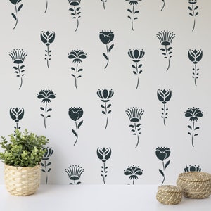 Flower Stem Pattern Wall Stencil - Flower Stencil, Large Flower Stencil For Walls, Floral Wall Stencil, Flowers Designs, Wall Flower Stencil