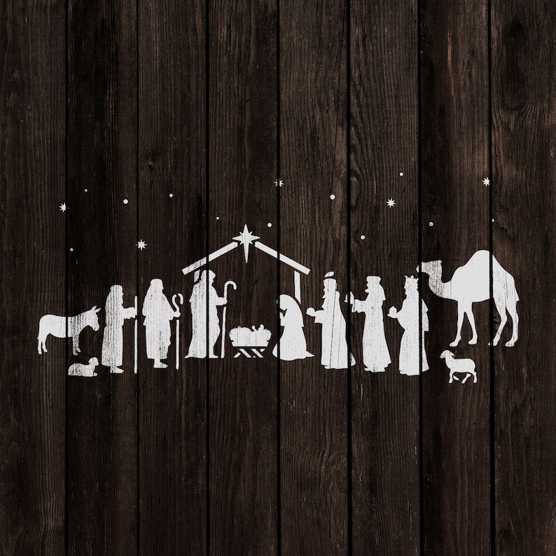 Nativity Scene Stencil Template Nativity Stencil Reusable DIY Craft