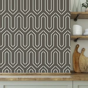 Geometric Hex Lines Pattern Wall Stencil - Geometric Stencil, Hex Stencil, Lines Stencil, Pattern, Wall Stencils, Stencil For The Wall