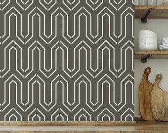 Geometric Hex Lines Pattern Wall Stencil for Painting Walls, Modern Decor Stencils