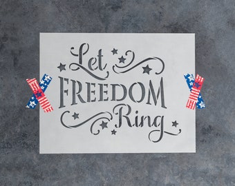 Let Freedom Ring Independence Day Stencil, Stencils, Freedom Stencil, Ring Stencil, Independence Stencil, Day Stencil, Fourth Of July Craft
