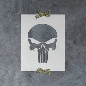 Punisher Skull Stencil Reusable Skull Stencils, Skull Punisher Stencil, Punisher Skull, Skull Face Stencil, Simple Skull Stencil image 1