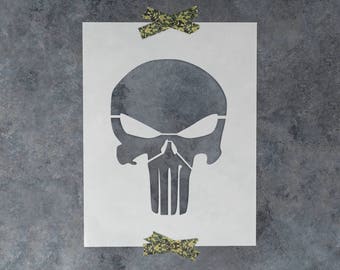 Punisher Skull Stencil - Reusable Skull Stencils, Skull Punisher Stencil, Punisher Skull, Skull Face Stencil, Simple Skull Stencil